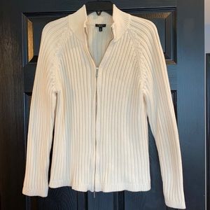 NWOT cream Talbots zip sweater